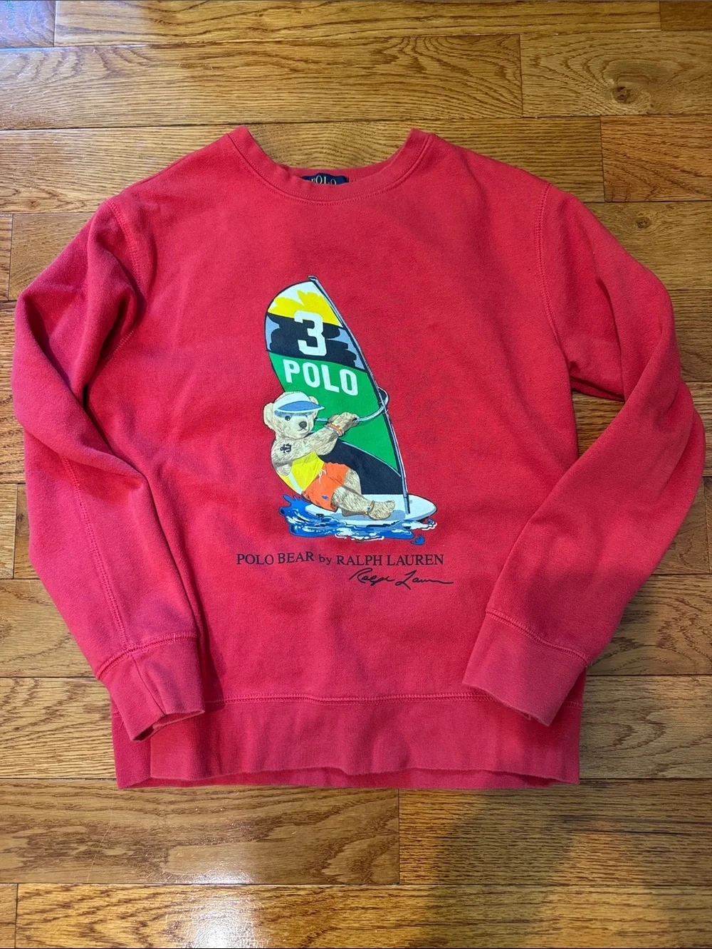 POLO Ralph Lauren Red Polo Bear Windsurfing Crewneck Sweatshirt